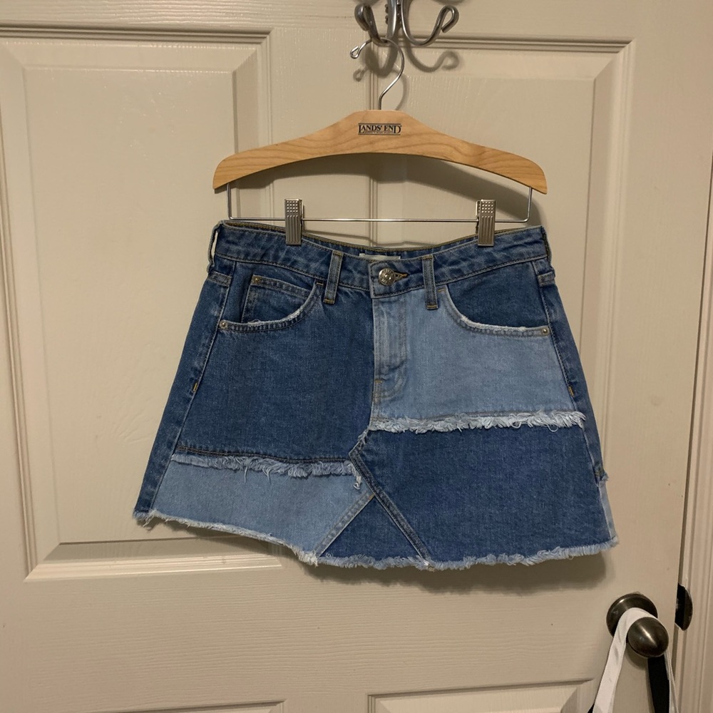 denim patchwork skirt